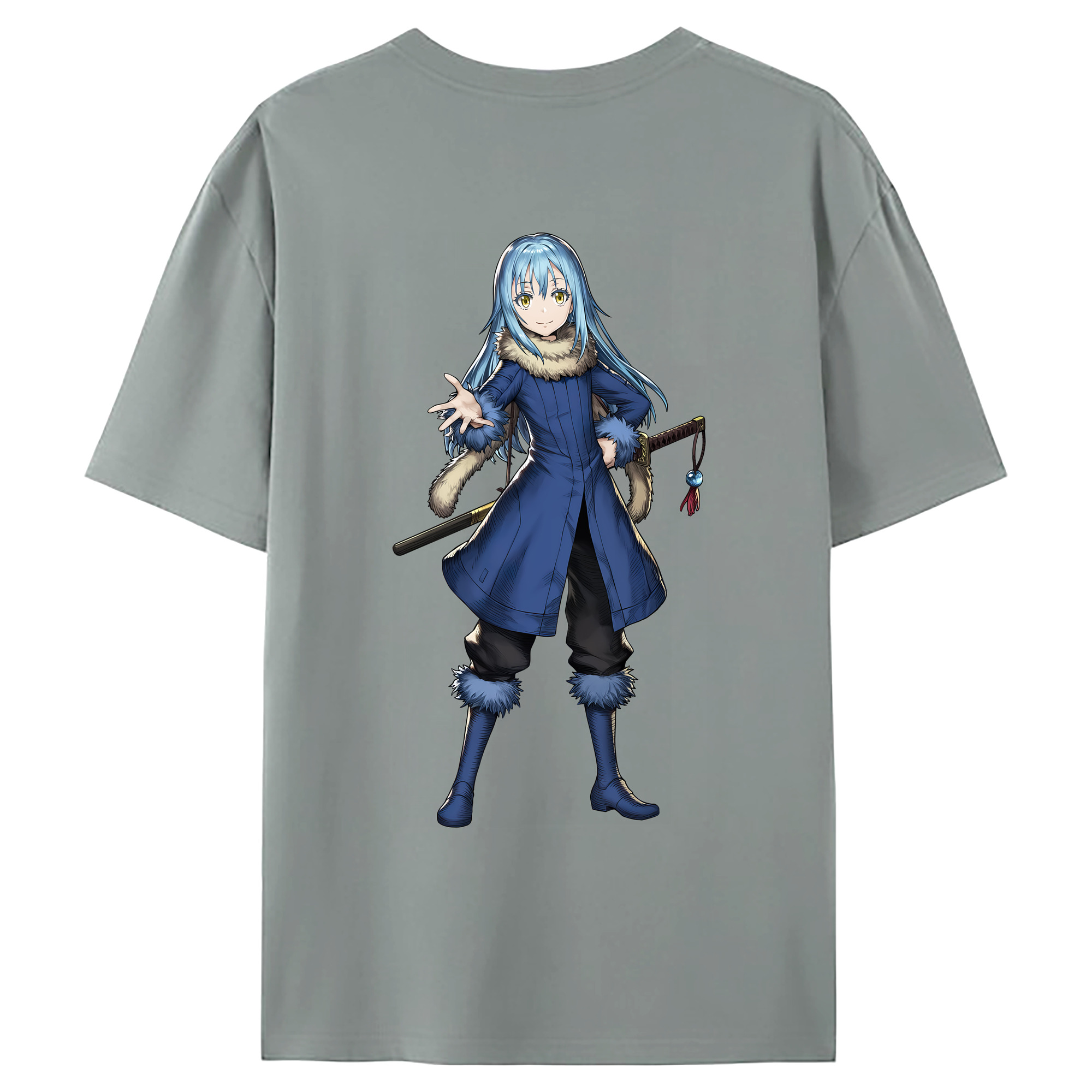 （画像用） 転スラ Regarding Reincarnated to Slime 綿100％ メンズ半袖Tシャツ（バックプリント） 通気性